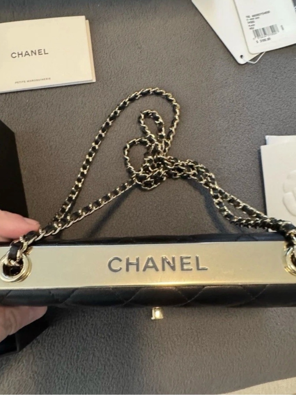 CHANEL Black Quilted Lambskin Shoulder Bag with Gold Hardware - Picture 8 of 11
